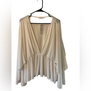 NWT‎ WinWin White Flowy ivory drape sleeved top size 3x